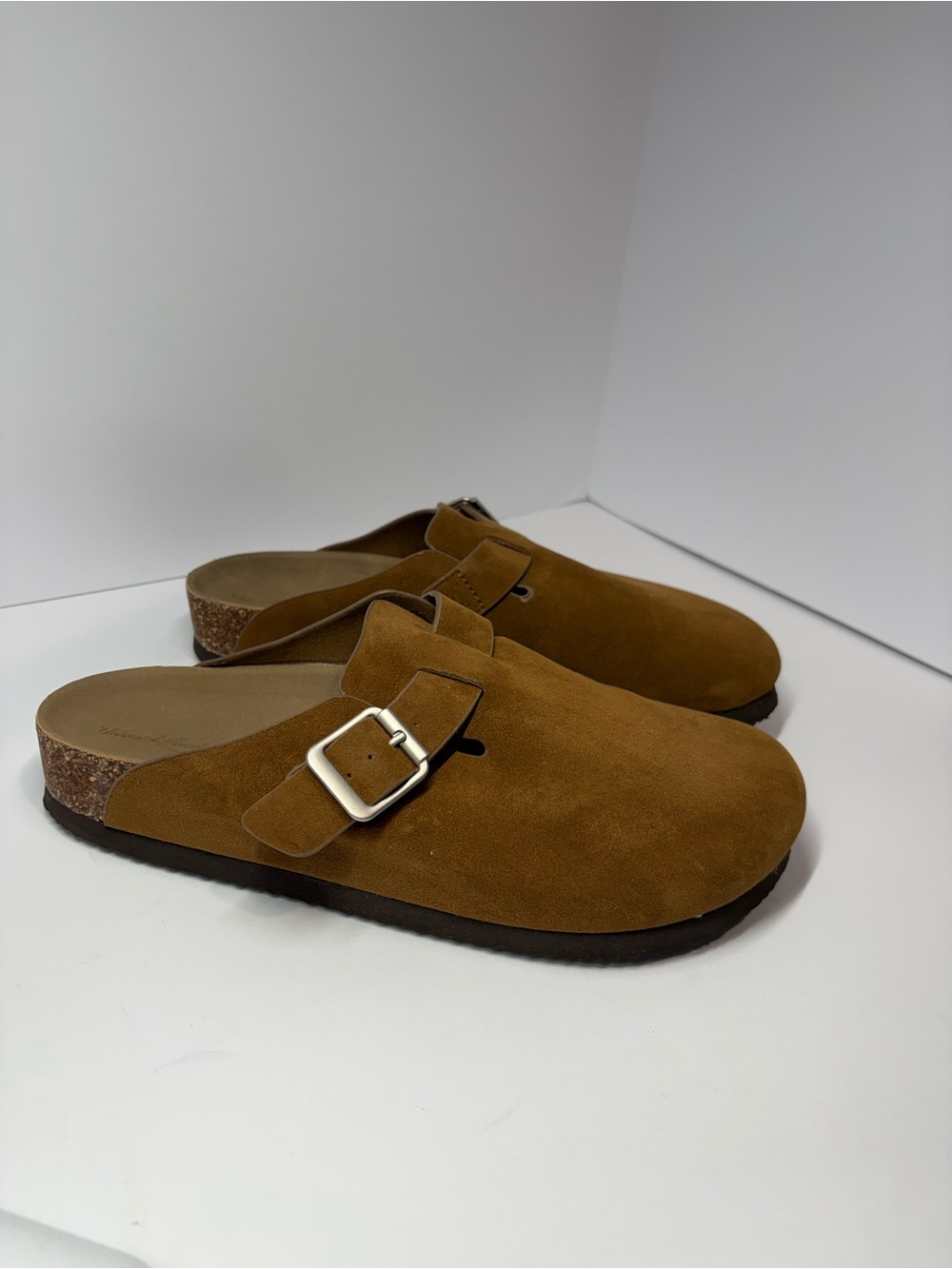 Universal Thread Womens Cork Clogs wm Size 8 Tan Suede Adjustable Buckle Mules